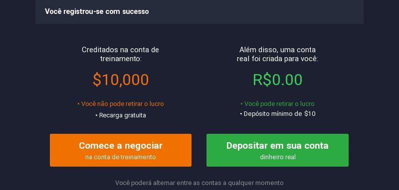 IQOption tipos de conta