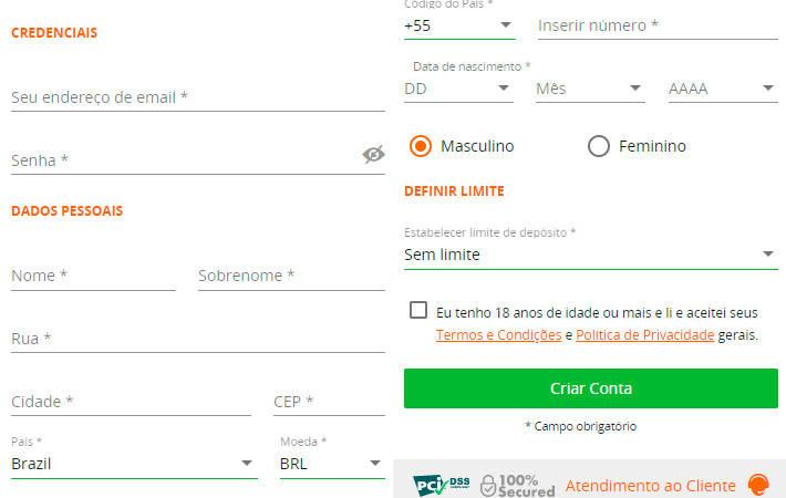 Cadastro no site Betsson