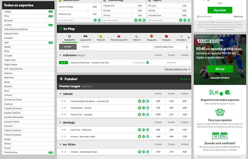 BetWay esportes e mercados disponíveis