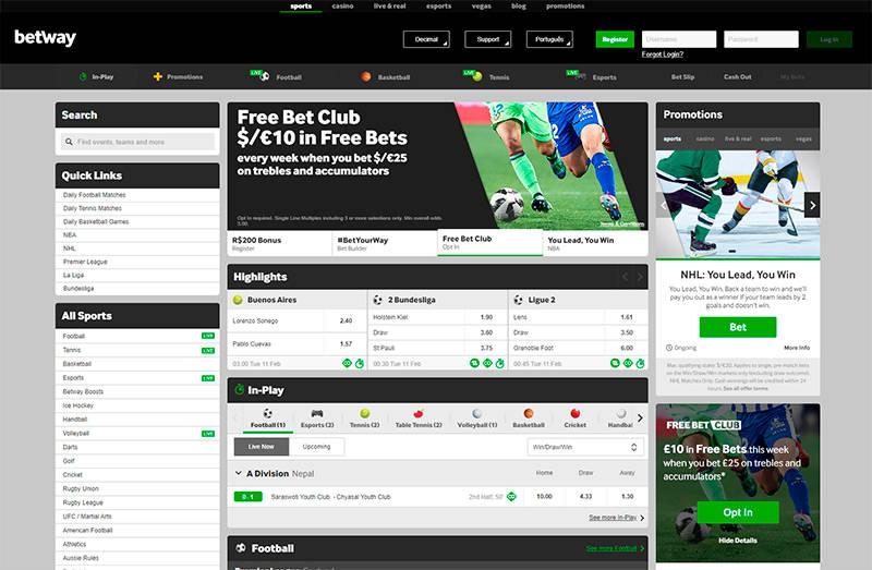 Betway home page